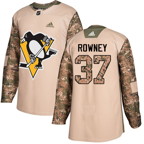 Adidas Penguins #37 Carter Rowney Camo Authentic Veterans Day Stitched NHL Jersey - Click Image to Close